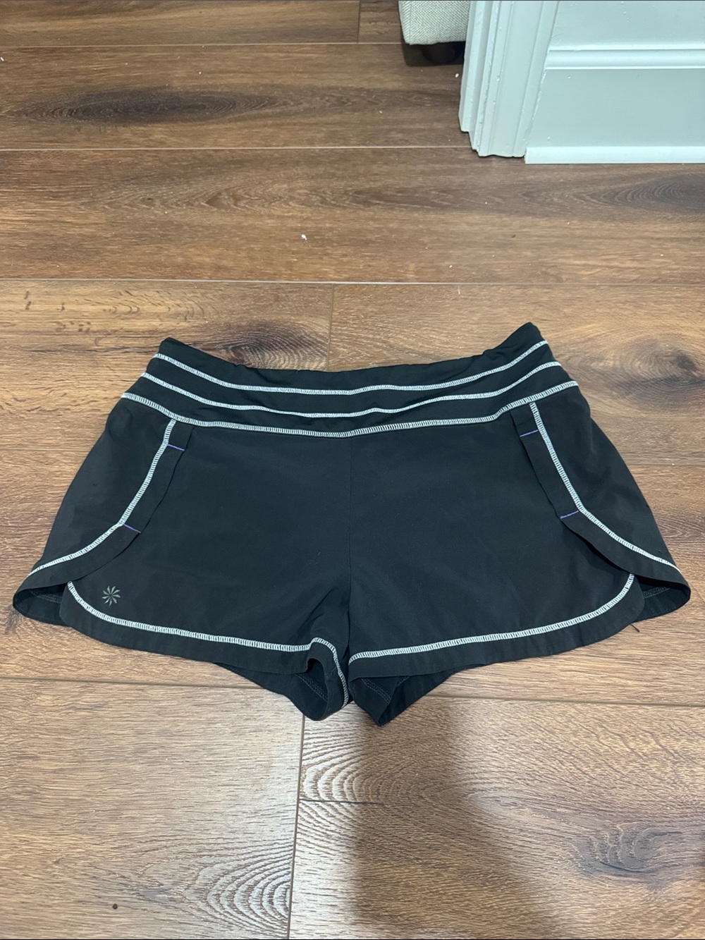 Athleta Black Athletic Shorts with Gray Trim